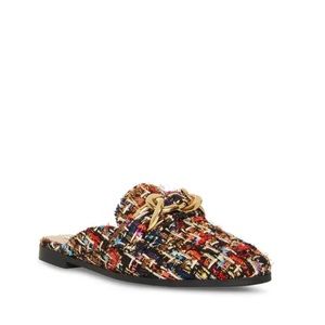Steve Madden Multicolor Tweed Mules with Gold Chain